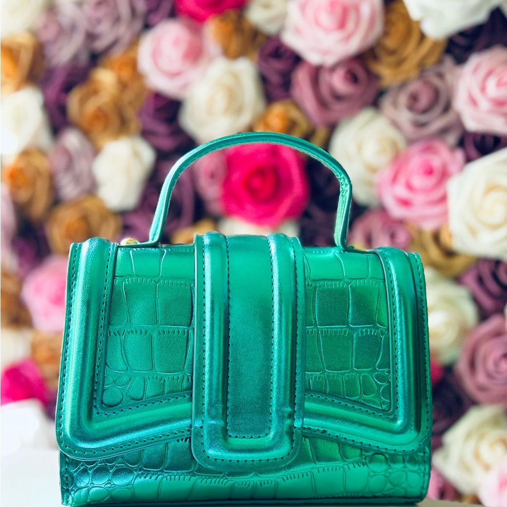 Green Croc-Embossed Top Handle Bag - Women